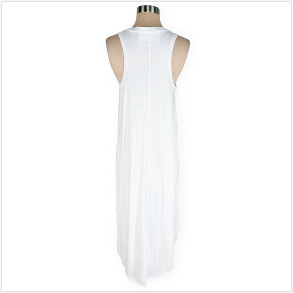 Z Supply The Reverie V-Neck Midi Dress in White Slub Scoop Hemline NWT NEW L - Picture 6 of 7